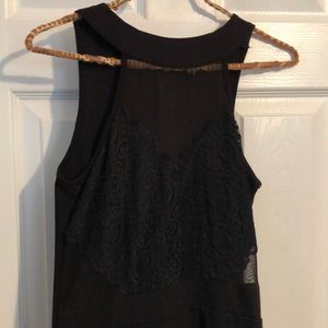 High neck lace front dress